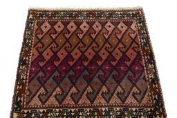 Surface texture of 2000s Shiraz rug with natural Wool and intricate pattern