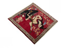 Close-up detail of 2000s Shiraz rug from Iran / Persia showing Wool weave