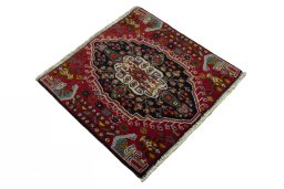Close-up detail of 2000s Shiraz rug from Iran / Persia showing Wool weave
