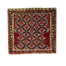 Full view of 2000s Shiraz rug from Iran / Persia, 61 × 66 cm in Red tones