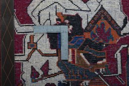 Backside of handmade 2000s Shiraz rug showing knot structure and weave density