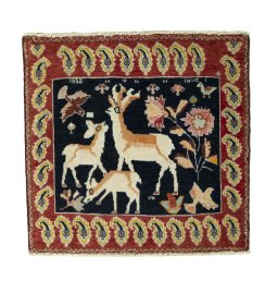 Full view of 2000s Shiraz rug from Iran / Persia, 63 × 66 cm in Red tones