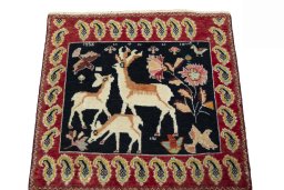 Surface texture of 2000s Shiraz rug with natural Wool and intricate pattern