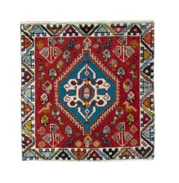 Full view of 2000s Shiraz rug from Iran / Persia, 66 × 64 cm in Red tones