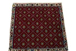 Surface texture of 2000s Shiraz rug with natural Wool and intricate pattern
