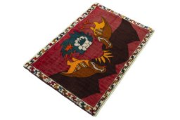 Close-up detail of 2000s Shiraz rug from Iran / Persia showing Wool weave