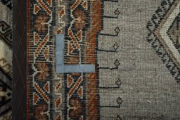 Close-up detail of 2000s Shiraz rug from Iran / Persia showing Wool weave