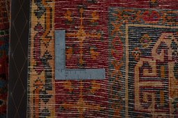 Close-up detail of 2000s Shiraz rug from Iran / Persia showing Wool weave