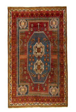 Full view of 2000s Shiraz rug from Iran / Persia, 245 × 148 cm in Red tones