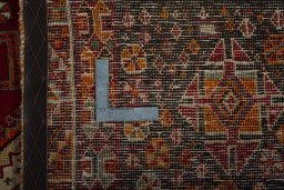 Close-up detail of 2000s Shiraz rug from Iran / Persia showing Wool weave