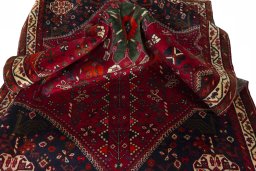 Close-up detail of 2000s Shiraz rug from Iran / Persia showing Wool weave