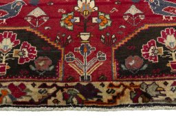 Close-up detail of 2000s Shiraz rug from Iran / Persia showing Wool weave
