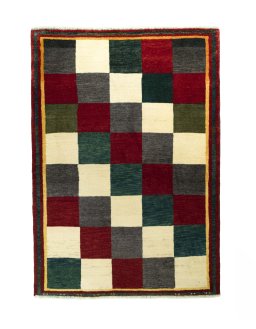 Full view of 2000s Shiraz rug from Iran / Persia, 149 × 107 cm in Multi Color tones