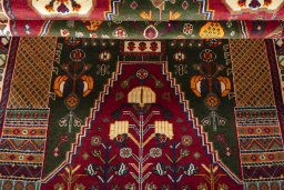 Full view of 2000s Shiraz rug from Iran / Persia, 194 × 122 cm in Green tones