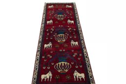 Surface texture of 2000s Shiraz rug with natural Wool and intricate pattern