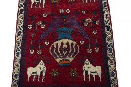 Full view of 2000s Shiraz rug from Iran / Persia, 235 × 73 cm in Red tones
