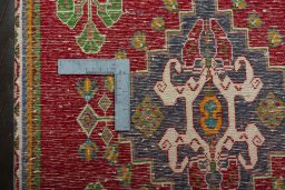 Backside of handmade 2000s Shiraz rug showing knot structure and weave density