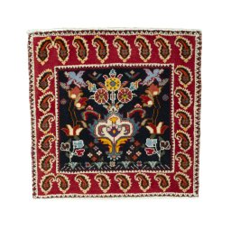 Full view of 2000s Shiraz rug from Iran / Persia, 61 × 61 cm in Blue tones