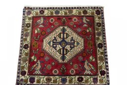Surface texture of 2000s Shiraz rug with natural Wool and intricate pattern