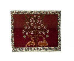 Full view of 2000s Shiraz rug from Iran / Persia, 60 × 73 cm in Red tones