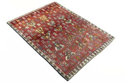 Close-up detail of 2000s Shiraz rug from Iran / Persia showing Wool weave