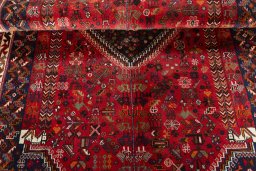 Close-up detail of 2000s Shiraz rug from Iran / Persia showing Wool weave