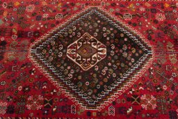 Central medallion detail of 2000s Shiraz rug from Iran / Persia
