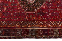 Full view of 2000s Shiraz rug from Iran / Persia, 259 × 166 cm in Red tones