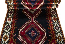Full view of 2000s Shiraz rug from Iran / Persia, 282 × 98 cm in Blue tones