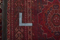 Surface texture of 1970s Shiraz rug with natural Wool and intricate pattern