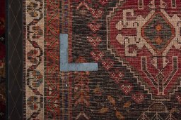 Close-up detail of 2000s Shiraz rug from Iran / Persia showing Wool weave