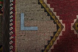Close-up detail of 2000s Shiraz rug from Iran / Persia showing Wool weave