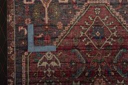 Close-up detail of 2000s Shiraz rug from Iran / Persia showing Wool weave