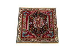 Surface texture of 2000s Shiraz rug with natural Wool and intricate pattern