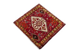 Corner detail of 2000s Shiraz rug showing border pattern and Wool pile