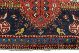 Close-up detail of 2000s Shiraz rug from Iran / Persia showing Wool weave
