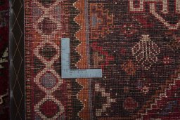 Close-up detail of 2000s Shiraz rug from Iran / Persia showing Wool weave