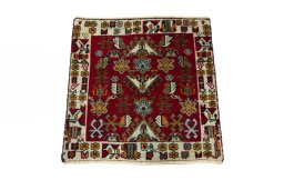 Surface texture of 2000s Shiraz rug with natural Wool and intricate pattern