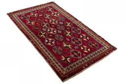 Close-up detail of 2000s Shiraz rug from Iran / Persia showing Wool weave