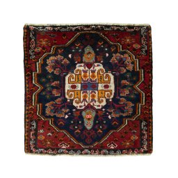 Full view of 2000s Shiraz rug from Iran / Persia, 68 × 68 cm in Red tones