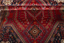 Close-up detail of 2000s Shiraz rug from Iran / Persia showing Wool weave