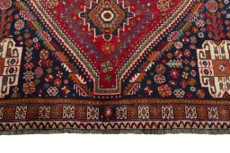Full view of 2000s Shiraz rug from Iran / Persia, 276 × 174 cm in Red tones