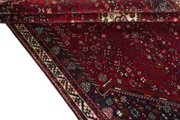 Close-up detail of 2000s Shiraz rug from Iran / Persia showing Wool weave
