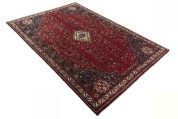 Close-up detail of 2000s Shiraz rug from Iran / Persia showing Wool weave