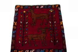 Surface texture of 2000s Shiraz rug with natural Wool and intricate pattern