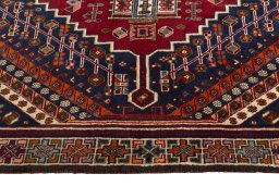 Full view of 2000s Shiraz rug from Iran / Persia, 235 × 135 cm in Multi Color tones