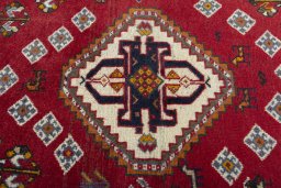 Central medallion detail of 2000s Shiraz rug from Iran / Persia