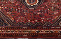 Full view of 2000s Shiraz rug from Iran / Persia, 255 × 172 cm in Red tones