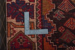 Close-up detail of 2000s Shiraz rug from Iran / Persia showing Wool weave