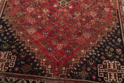 Close-up detail of 2000s Shiraz rug from Iran / Persia showing Wool weave